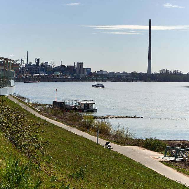 Rheinufer, Rhein, Leverkusen ,Chempark, Bayer, Symbolbild