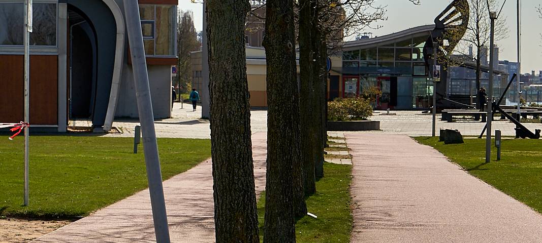 Fahrradweg, Schild, Leverkusen, Rhein