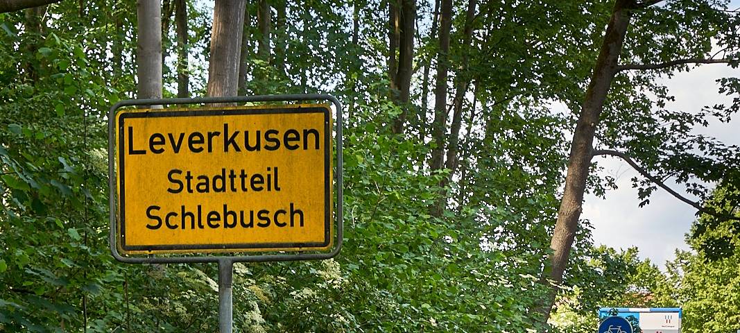 Stadtteilschild Leverkusen-Schlebusch, Schild, Leverkusen, Schlebusch, Symbolbild