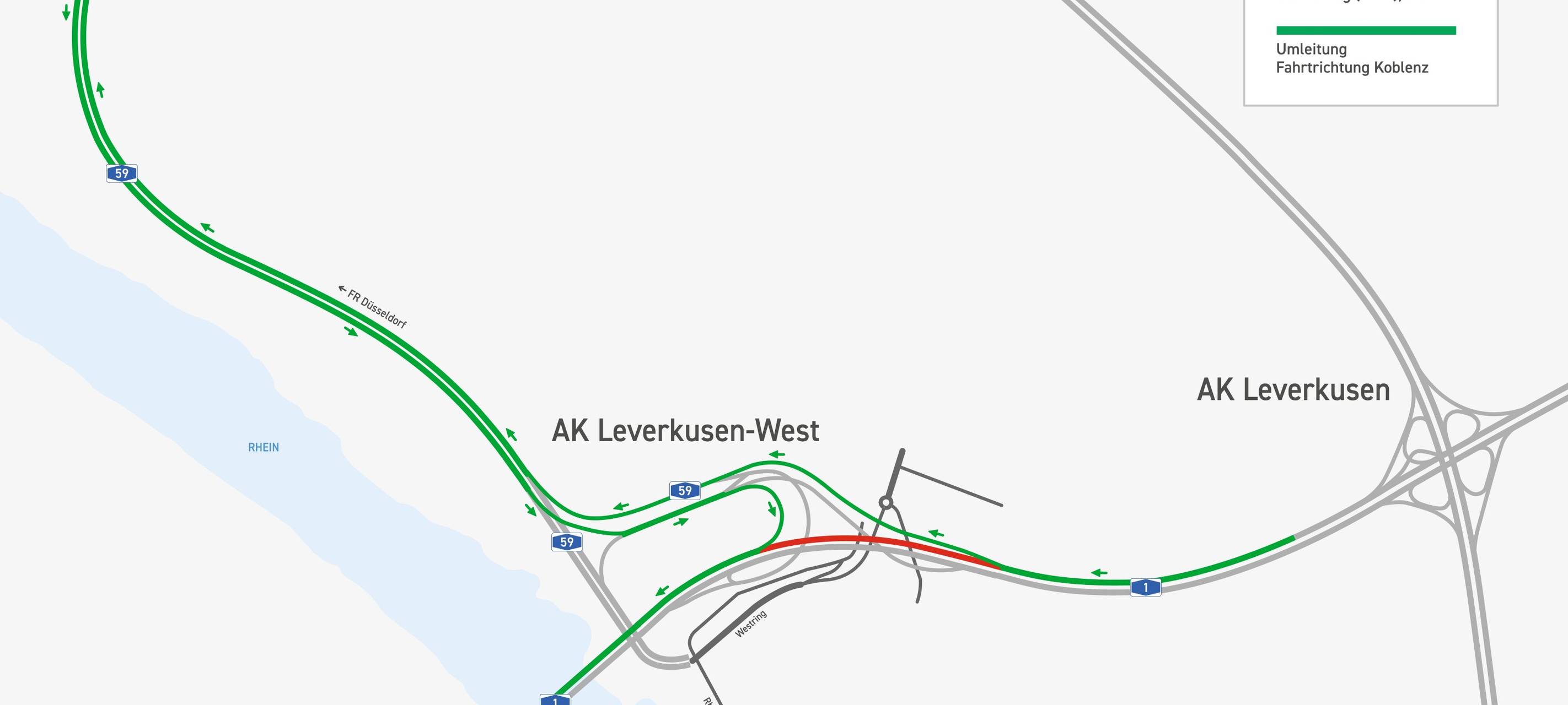 Sperrungen rund um Leverkusen: Arbeiten auf A1