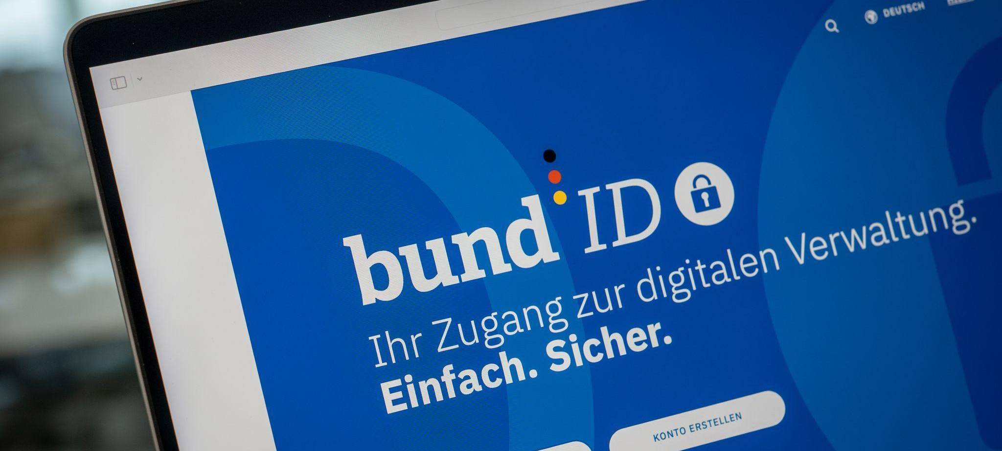 Die Startseite von Bund-ID auf einem Laptop